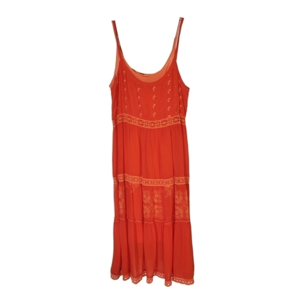 Johnny Was Tiered Orange Eyelet Sundress